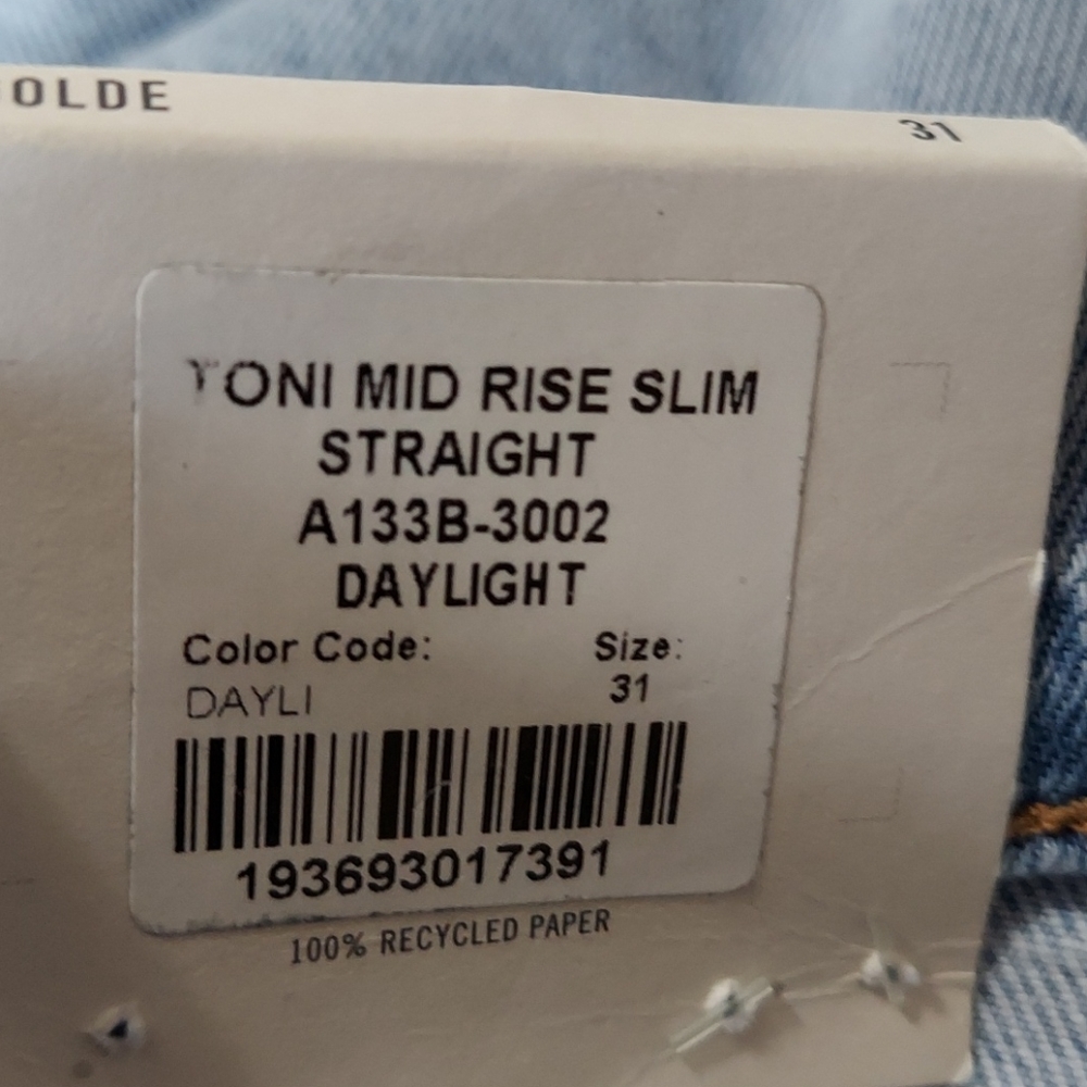 Agolde Toni Daylight Slim Mid Rise Straight Leg Jeans Sz 31 NWT - Picture 11 of 12